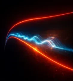 Artistic illustration fusing real- and momentum‑space representation of flat‑band hybrid polaritons. Image generated by Edoardo Vicentini with ChatGPT (OpenAI, 2025) and Copilot (Microsoft AI, 2025).